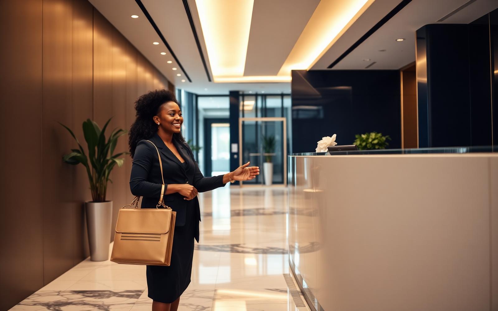 Client being welcomed in the EEE office reception